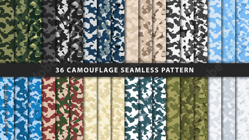 Collection military and army camouflage seamless pattern photo