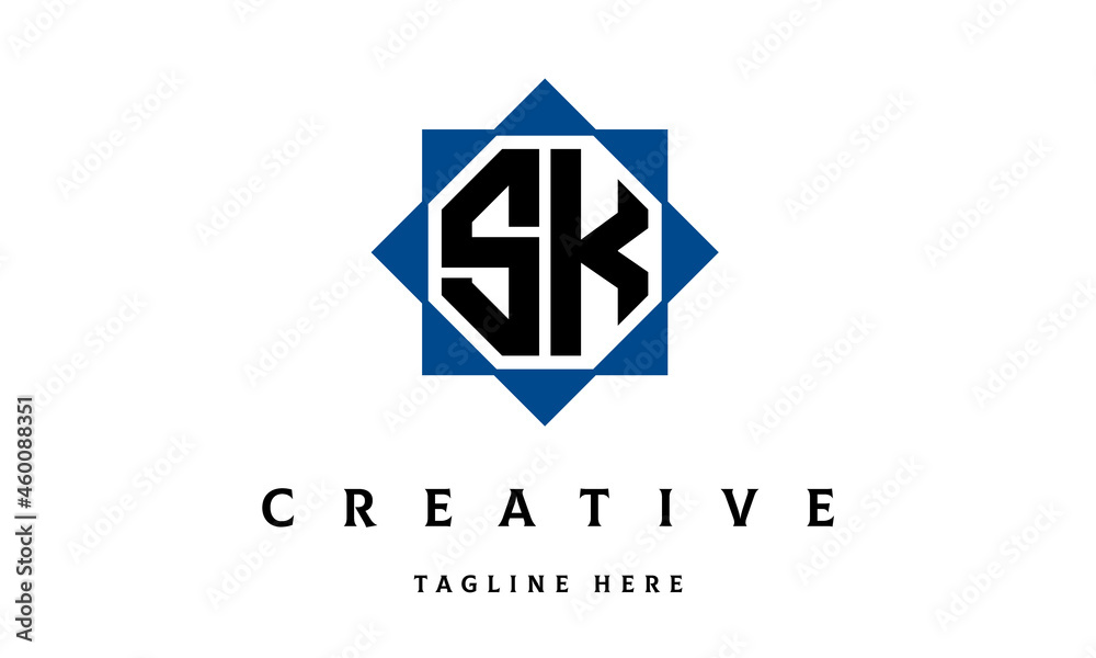 Naklejka premium SK double square latter logo vector