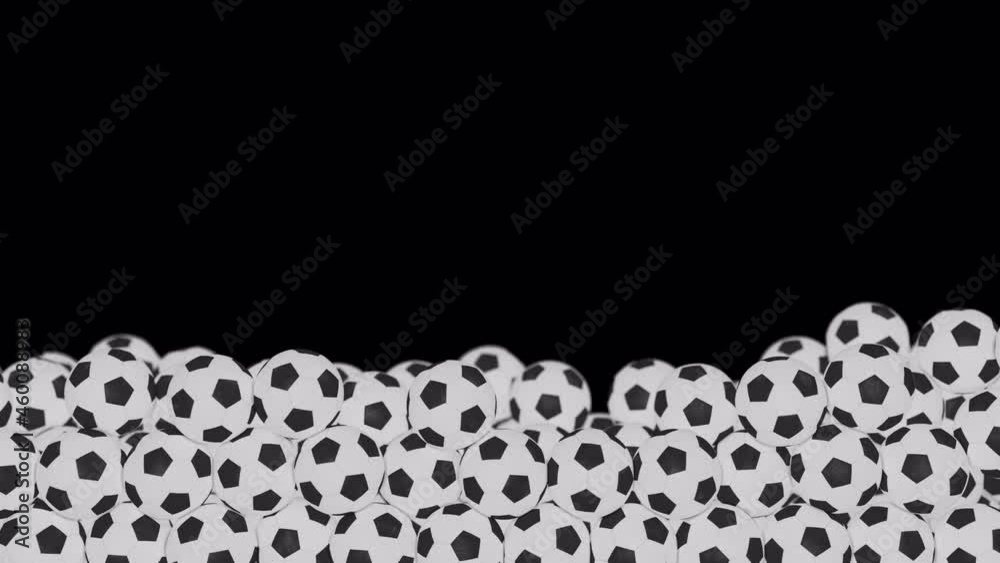 Soccer Balls roll from left and fill lower third of screen. Football