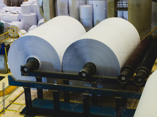 The production of paper rolls in a printing plant, recycling of waste paper.