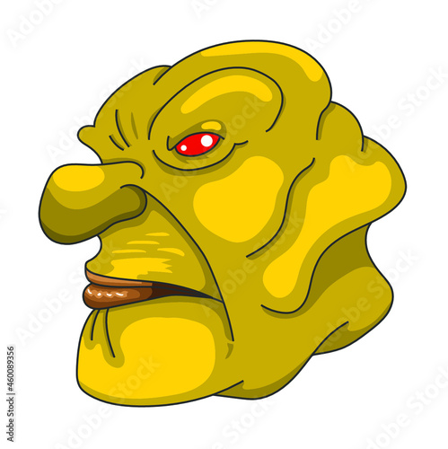 Masque jaune  et or aux yeux rouges
