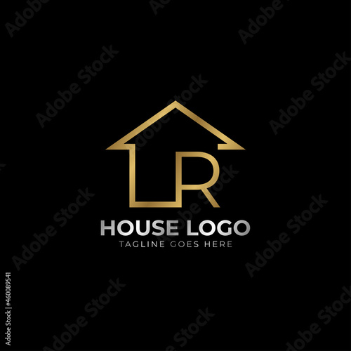 minimalist letter R luxurious house logo vector design for real estate, home rent, property agent
