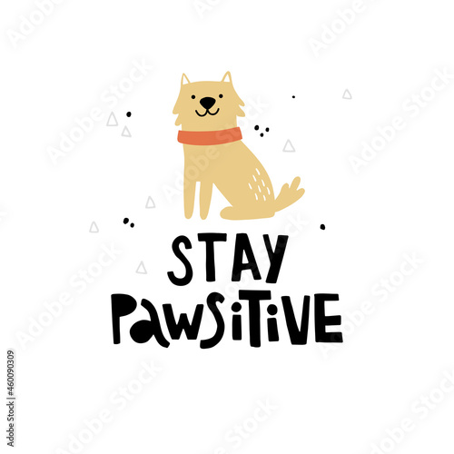 cute vector illustration of dog and lettering text