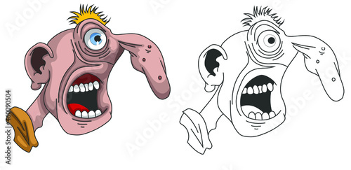 caricature d'un vieux monsieur au nez pustuleux