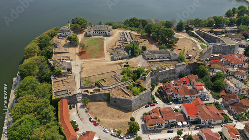 Bild auf Leinwand Aerial drone photo of iconic castle and ancinet citadel of Ioannina featuring By