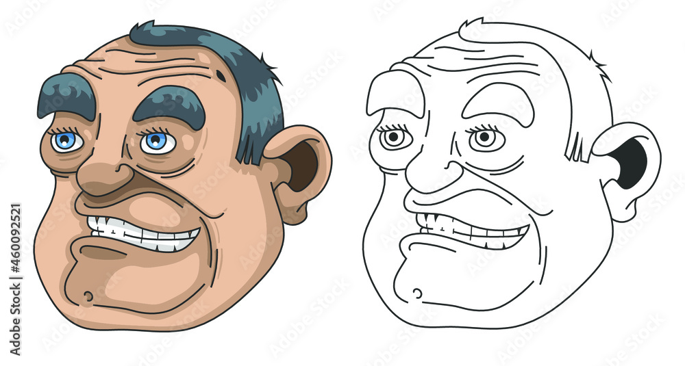 Visage d'un homme au sourire carnassier Visage d'un homme au sourire carnassier