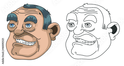 Visage d'un homme au sourire carnassier