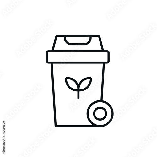 Garbage can for organic waste linear icon. Thin line customizable illustration. Vector isolated outline drawing. Editable stroke