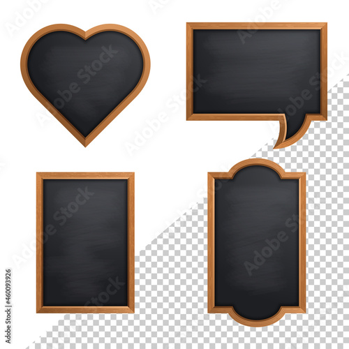 Realistic chalkboard with wooden frame isolated on transparent background