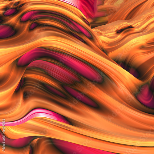 Bright background with a volumetric wavy pattern and print. 3d waves, 3d rendering.