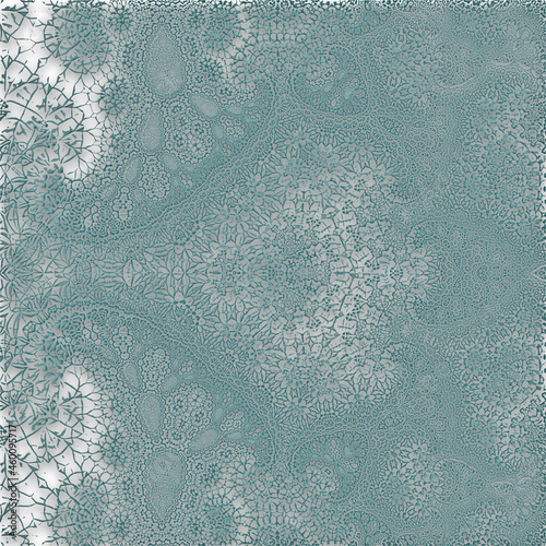 Abstract frosty pattern on glass, symmetrical background texture.
