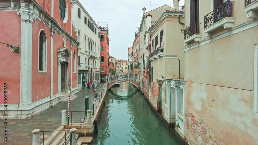 A normal day in Venice with walking people along a canal. Walking people on a sunny day in Venice, Italy. A normal day in Venice with walking people along a canal. Walking people on a sunny day in Venice, Italy.