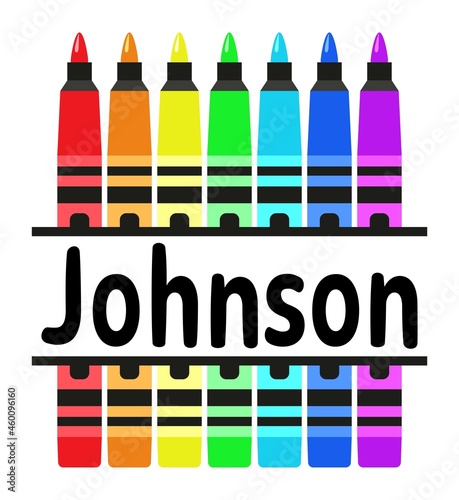 vector group of crayon markers with text