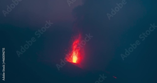 blue hour time lapse of cumbre vieja volcano in La Palma island, Spain in september 2021 photo