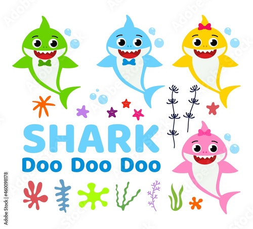 vector collection of cute baby shark cartoon