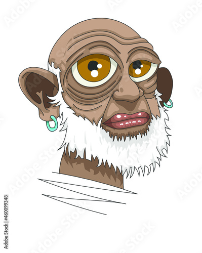 Caricature d'un vieux monsieur de couleur