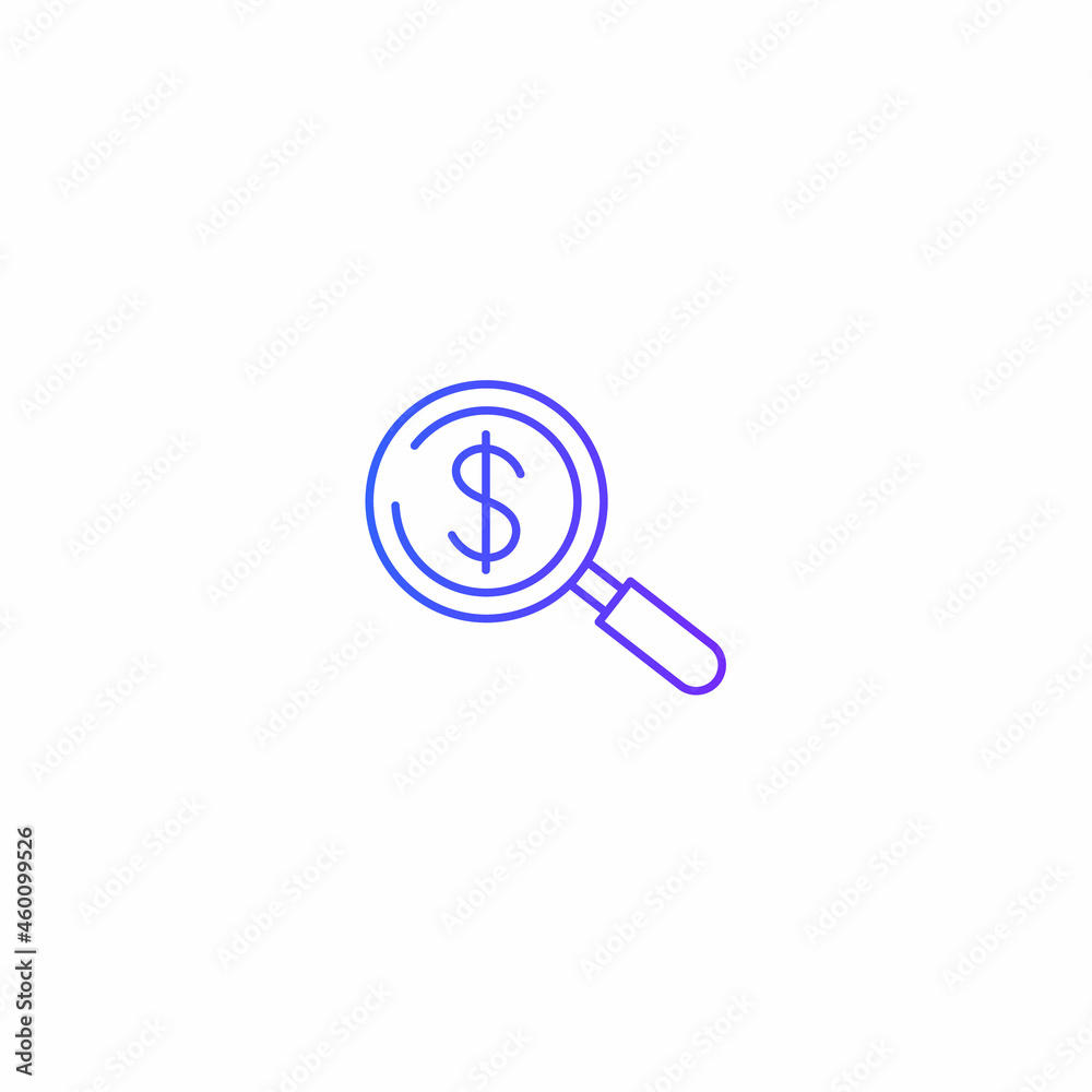 Magnifying Glass with Dollar line icon.vector illustration.isolated on white background. Magnifying Glass with Dollar line icon.vector illustration.isolated on white background.