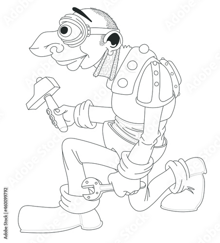 Bricoleur au marteau et à la clef