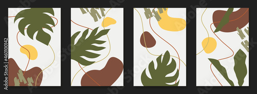 Set of botanical wall art vector set. Abstract leaf vector illustration © Dede
