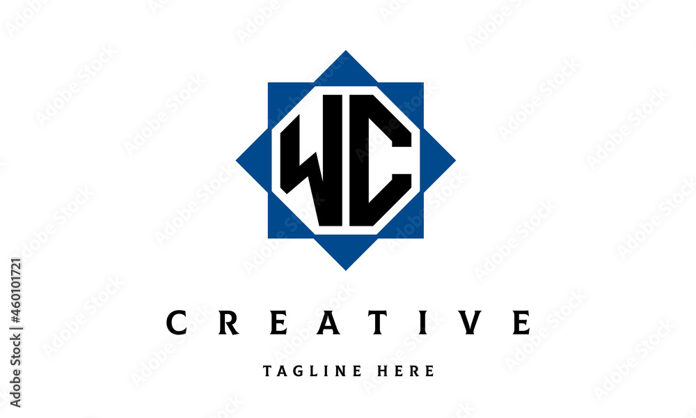 Naklejka premium WC double square latter logo vector