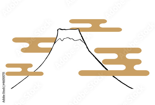 富士山とえがすみの和風イメージのイラスト