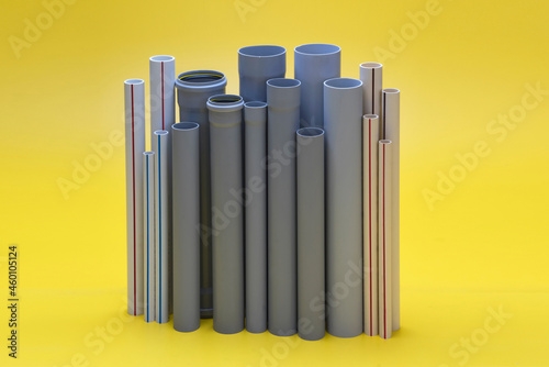 UPVC  CPVC Fittings for polypropylene pipes. Elements for pipelines. plastic piping elements. They are designed for connecting pipes. Concept sale of polypropylene fittings.