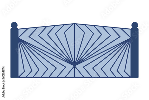 Metal cate fence. Illustration of decorative barrier. Outdoor protective architecture element