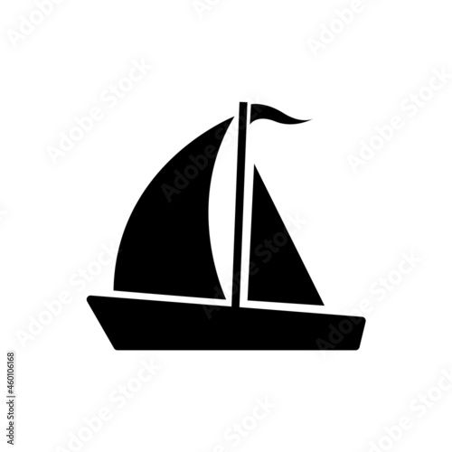 Sailboat icon, stock vector, boat logo isolated on white background