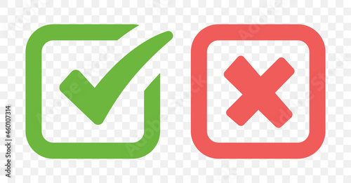 Checkbox Yes and No icon on transparent background. photo