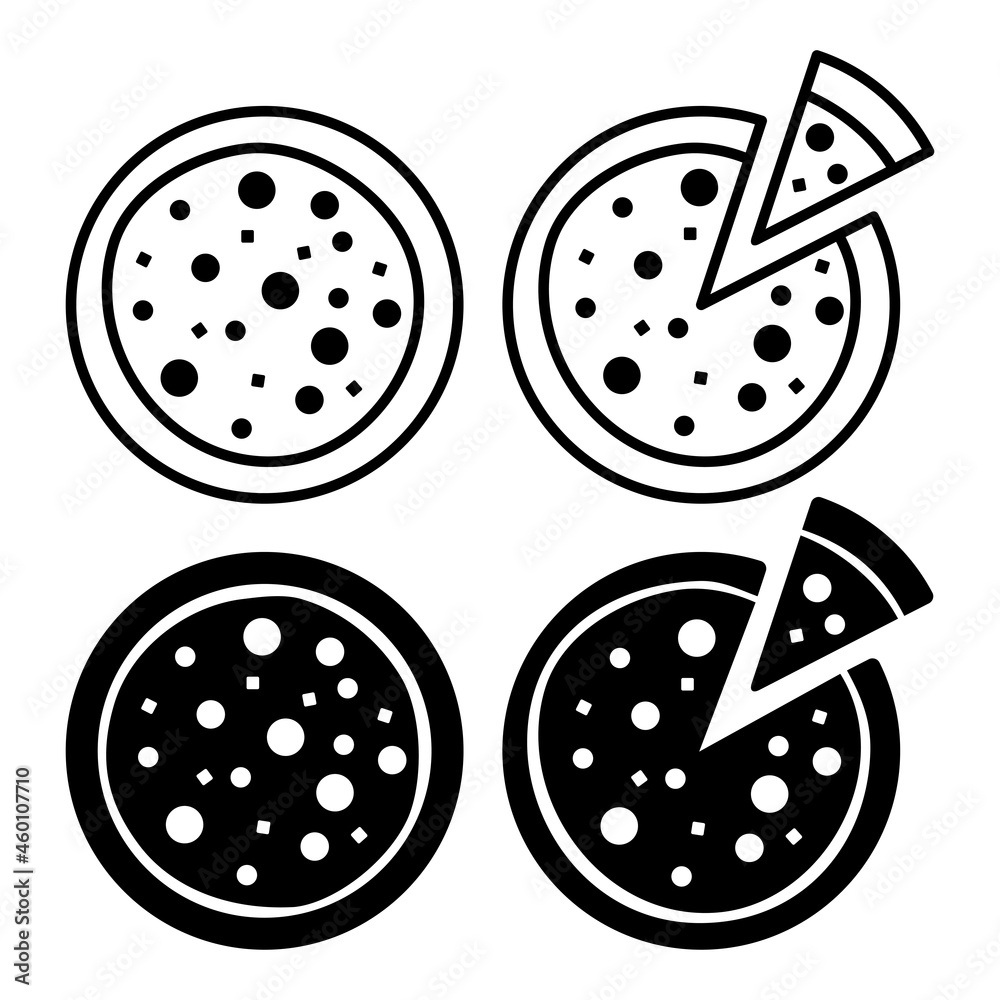 Fototapeta premium vector italian whole pizza and slice icons
