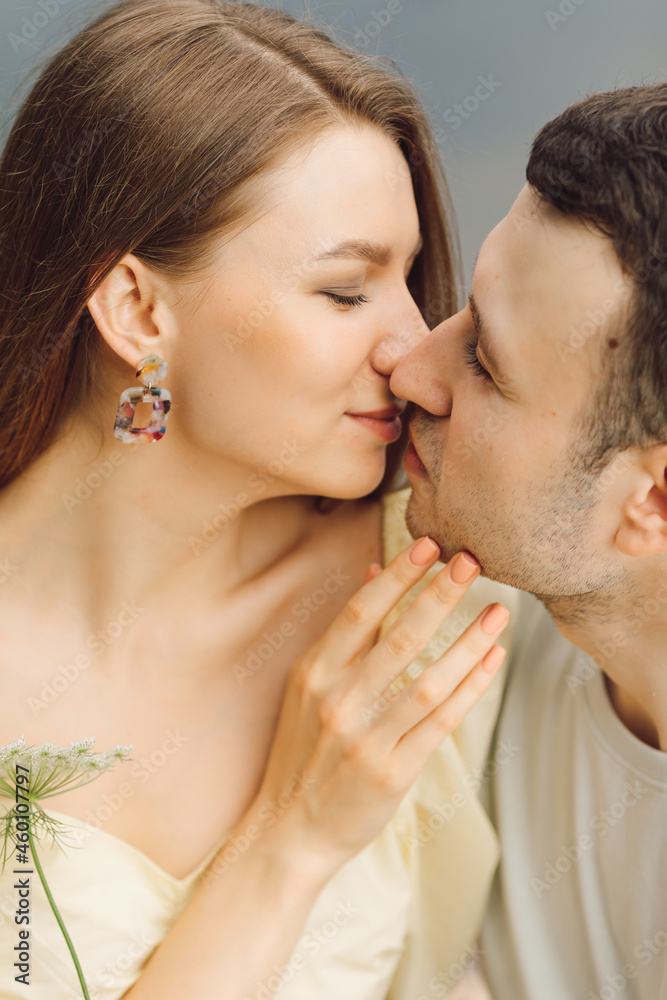 Beautiful happy couple gives each other moments of love and tenderness. Happiness and serenity. Moments of life. It's great time. Right way of life. Happy relationship. Taking care of each other. Beautiful happy couple gives each other moments of love and tenderness. Happiness and serenity. Moments of life. It's great time. Right way of life. Happy relationship. Taking care of each other.