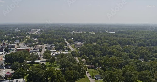 Jackson Georgia Aerial v7 drone hovering above capturing the neighborhood landscape and downtown townscape around historic butts county courthouse - Shot with Inspire 2, X7 camera - September 2020 photo