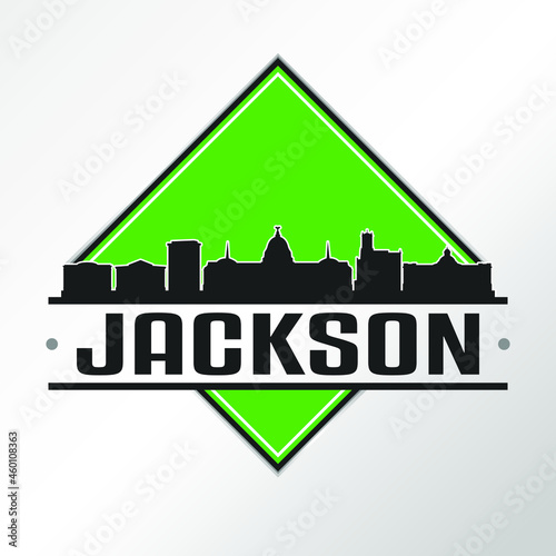 Jackson  MS  USA Skyline Logo. Adventure Landscape Design Vector Illustration.