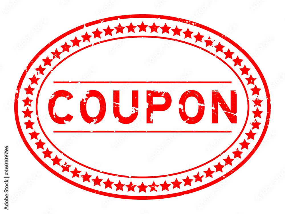 Grunge red coupon word oval rubber seal stamp on white background Grunge red coupon word oval rubber seal stamp on white background