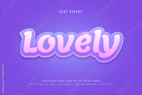 Lovely 3d text effect on purple background