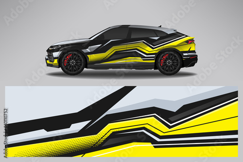 Wrap car vector design decal. Graphic abstract line racing background design for vehicle  race car  rally  adventure livery camouflage.