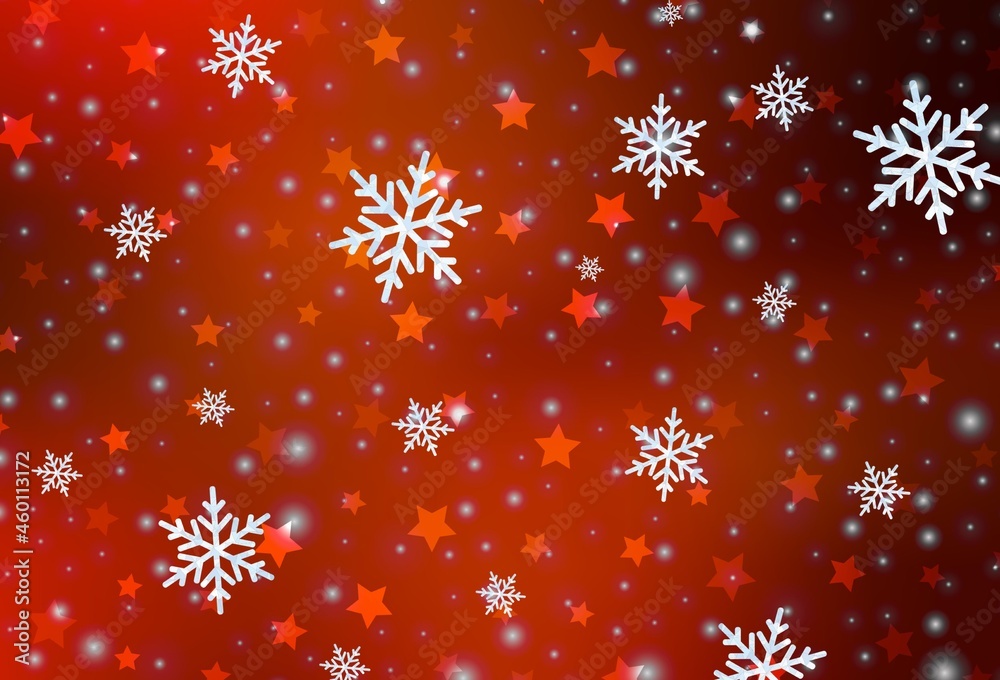 Light Red vector background with beautiful snowflakes, stars. Light Red vector background with beautiful snowflakes, stars.