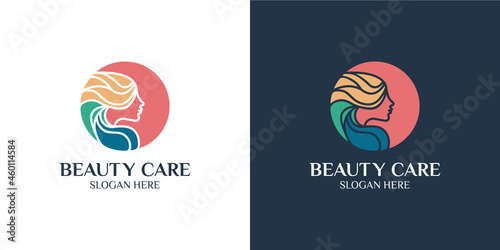 minimalist colorful women logo set