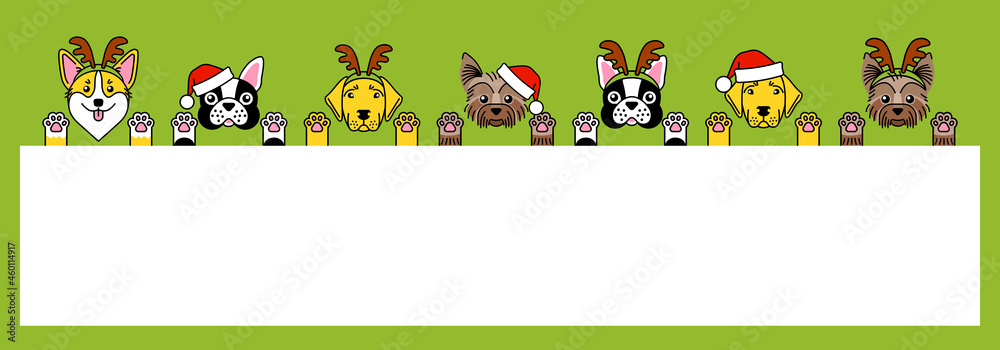 Obraz premium Dogs in christmas costume deer, santa claus