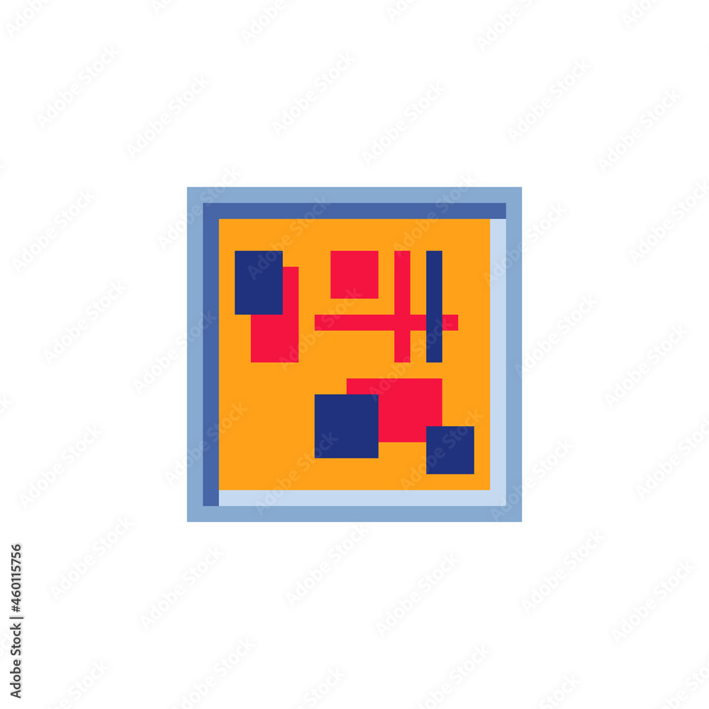 Abstract picture frame on the wall. Pixel art icon. Vector template. 8-bit. Isolated illustration. Abstract picture frame on the wall. Pixel art icon. Vector template. 8-bit. Isolated illustration.