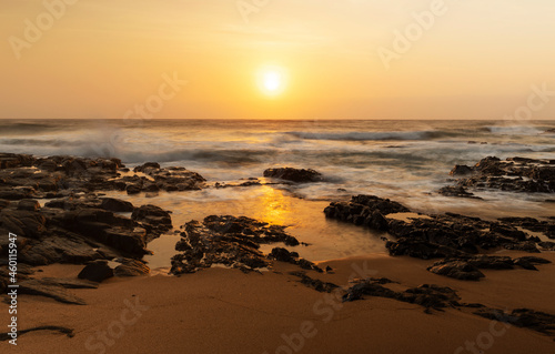 Golden beach early morning sunrise