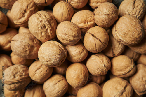 background. a lot of walnuts
