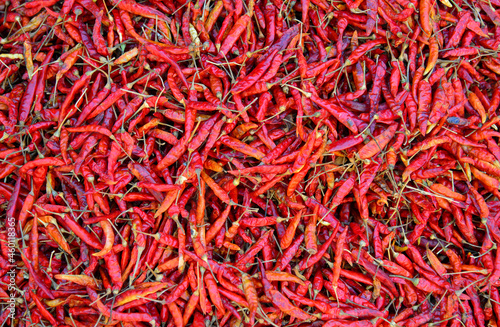 Selling dried chili at rural market