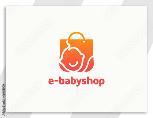 Baby online shop logo with shopping bag design