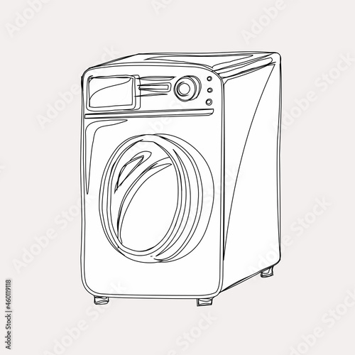 Cleanliness and order in the house, apartment. Equipment and means for cleaning, washing. Household appliances, washing machine, vacuum cleaner, bucket. Isolated vector objects.