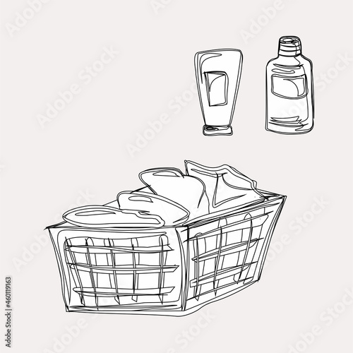 Cleanliness and order in the house, apartment. Equipment and means for cleaning, washing. Household appliances, washing machine, vacuum cleaner, bucket. Isolated vector objects.