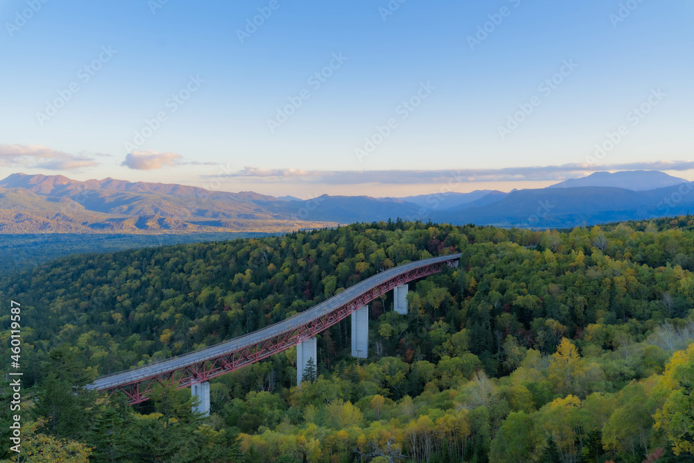 Large panoramic bridge and autumn leaves Large panoramic bridge and autumn leaves