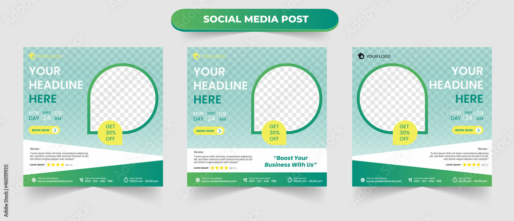Set of fully editable social media post feed square frame banner blog for business marketing promotion web ads template