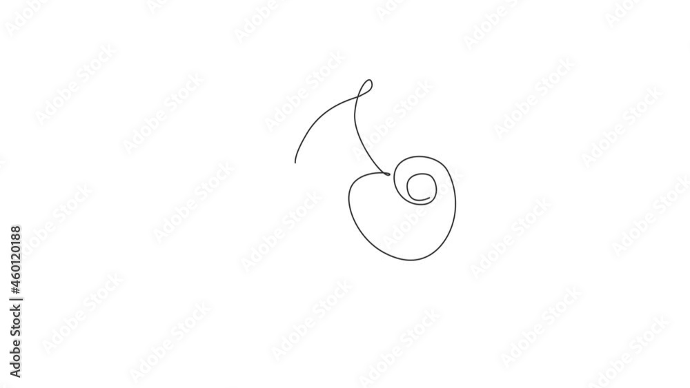 Animated self drawing of single continuous line draw whole healthy organic cherries for orchard logo identity. Fresh fruitage concept for fruit garden icon. Full length one line animation illustration Animated self drawing of single continuous line draw whole healthy organic cherries for orchard logo identity. Fresh fruitage concept for fruit garden icon. Full length one line animation illustration