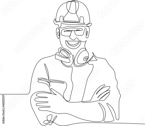 portrait young businessman construction site engineer close up Vector illustration